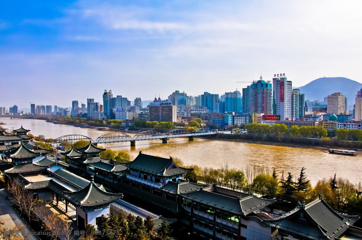 甘肃兰州风景 甘肃 兰州风景 旅游摄影 拍摄 旅游 城市旅游 城市 高楼大厦 江水 古建筑 大桥 兰州 风景图片 国内旅游