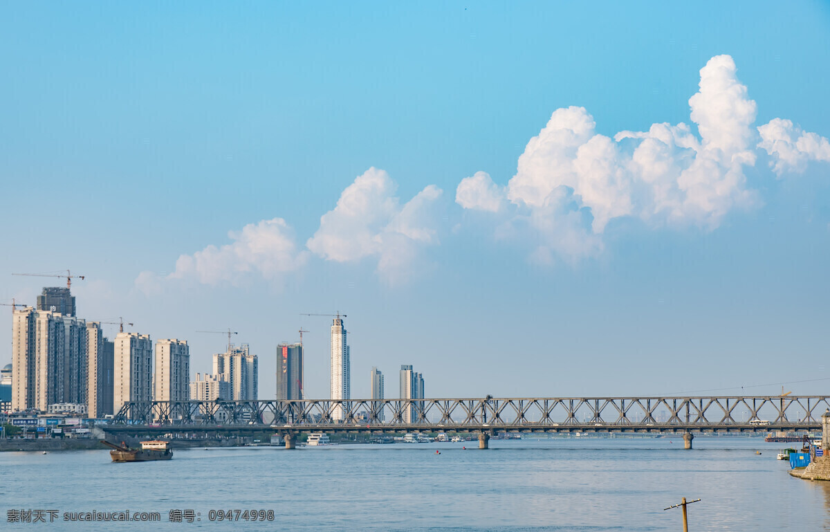 襄阳汉江大桥 襄阳 汉江 大桥 铁路 蓝天 旅游摄影 国内旅游
