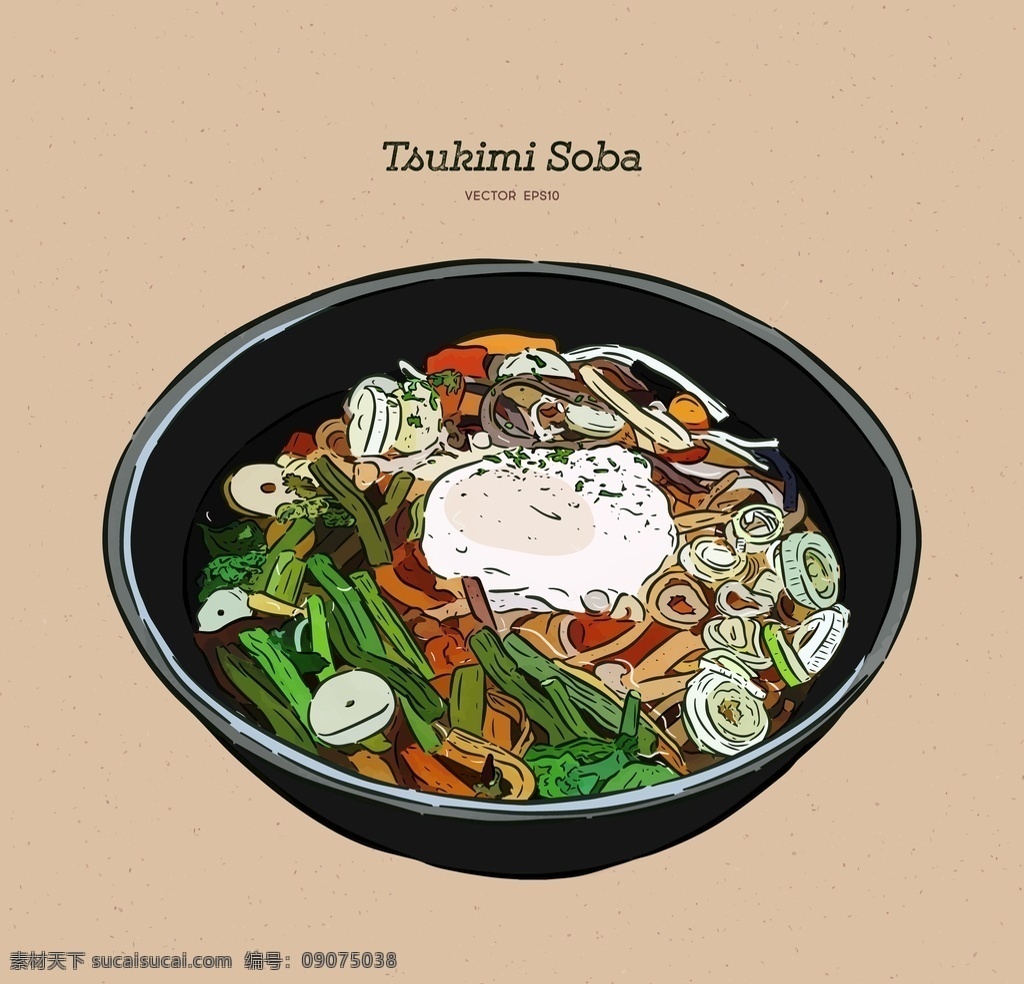 手绘美味面条 手绘 拉面 日本 浮世绘 店招 怪兽 美食 传统的 面条 美味可口 海报 宣传微信 插画 绘画