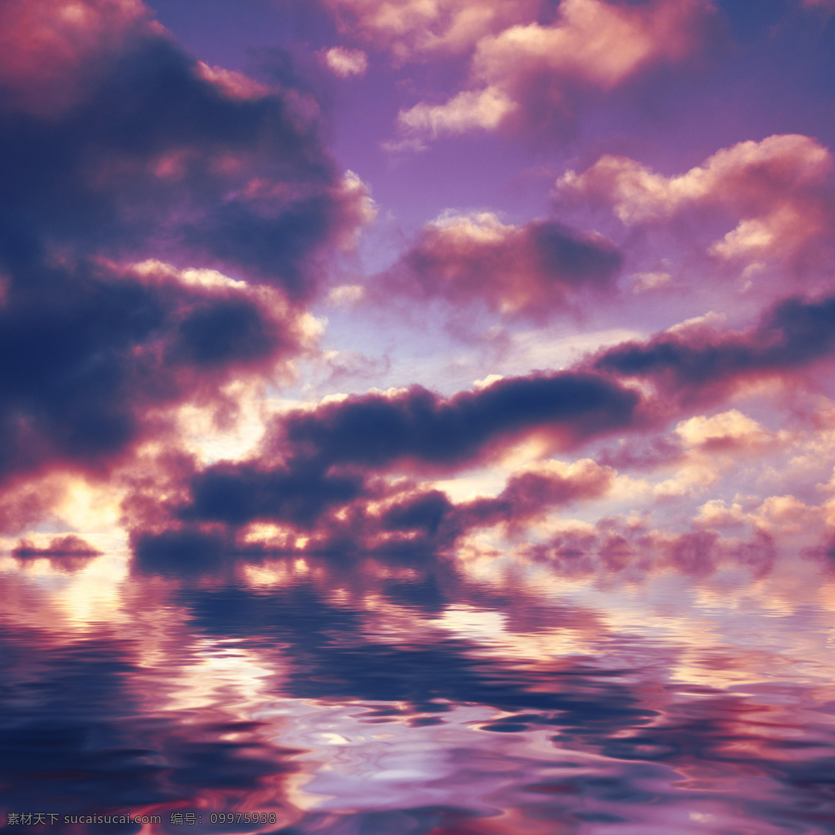 黄昏 云朵 水面 倒影 白云 波浪 水纹 天空图片 风景图片