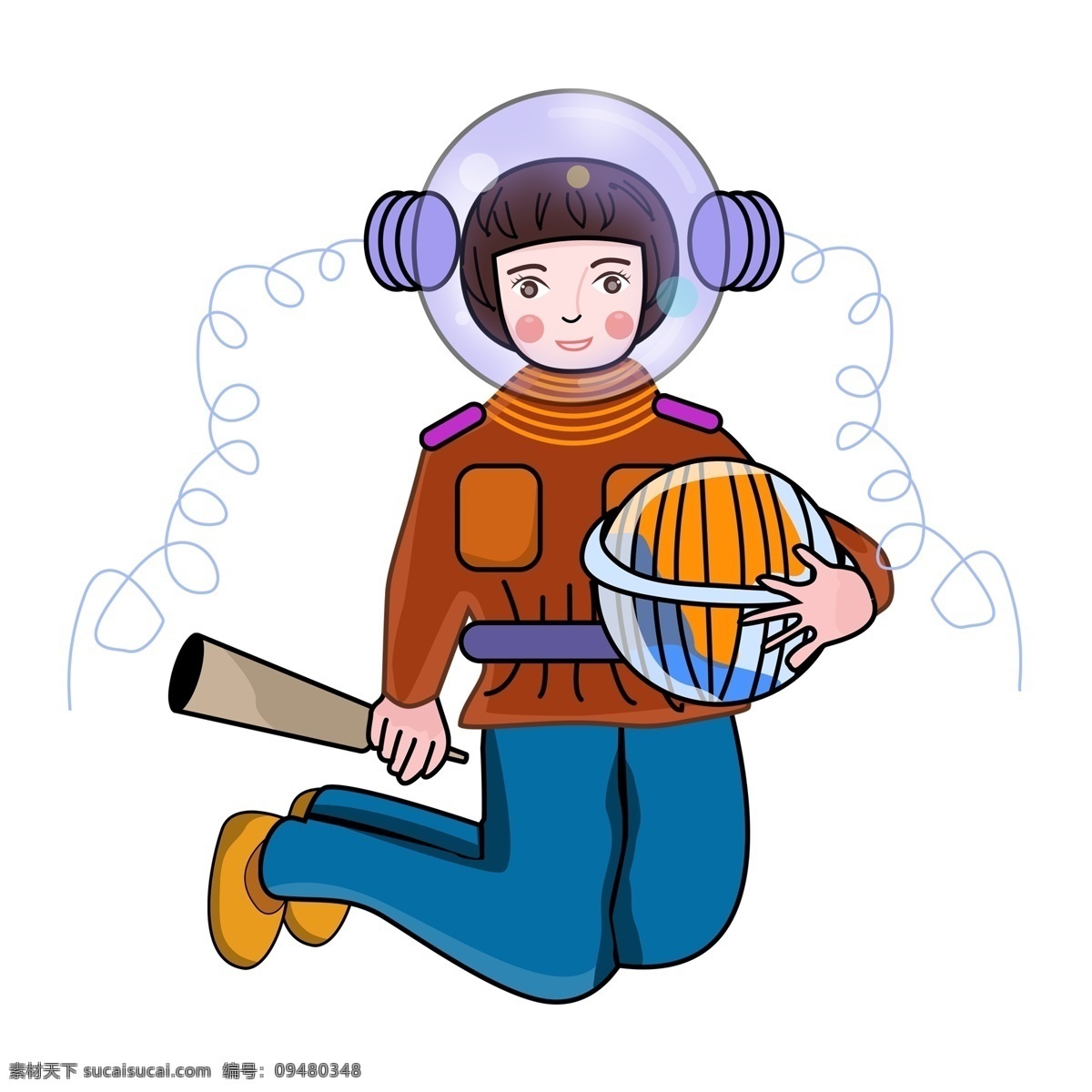 手绘 女孩 带 透明 头盔 玩 棒球 原创 元素 卡通 男孩 运动 设计元素 原创元素
