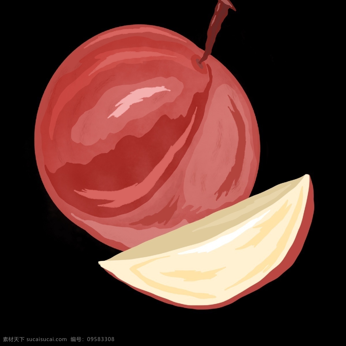 切开 美味 桃子 插画 水果插画 创意桃子 桃子水果 桃子切面 卡通桃子 美味的桃子 桃子插图