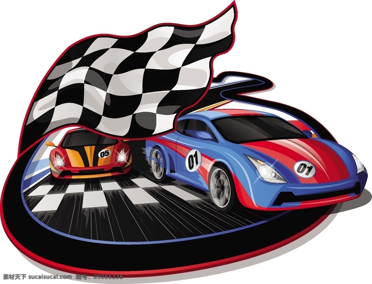 赛车 黑白格子旗 极品飞车 赛车游戏 跑车 动感 运动 格子 格纹 速度 竞技 黑白 红色 蓝色