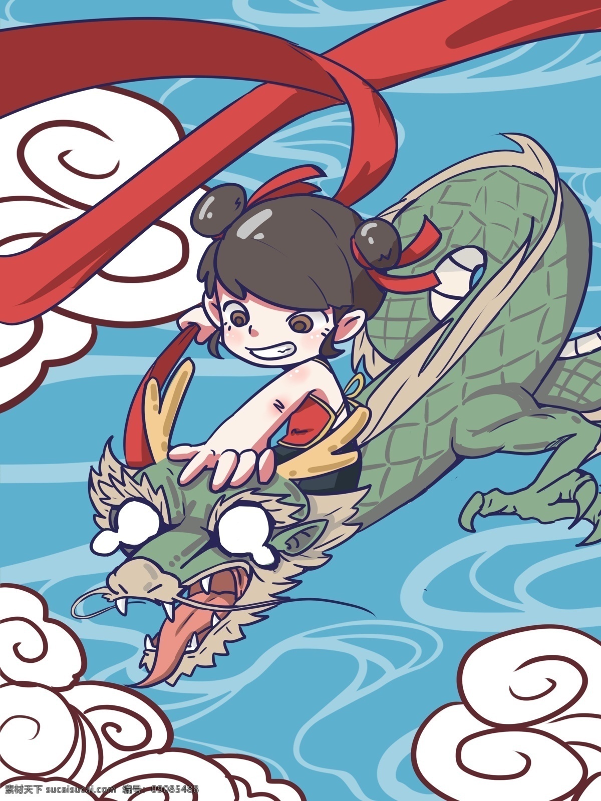 潮 漫 卡通 哪吒 闹 海 闹海 卡通人物 卡通龙 龙 潮漫