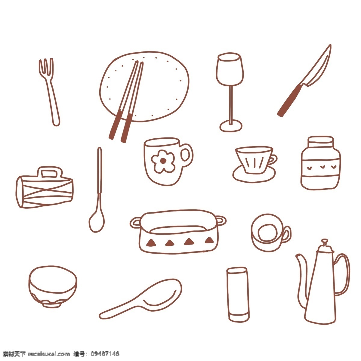 厨房 餐具 矢量 饮品杯 酒瓶 咖啡杯 刀叉 标志图标 其他图标
