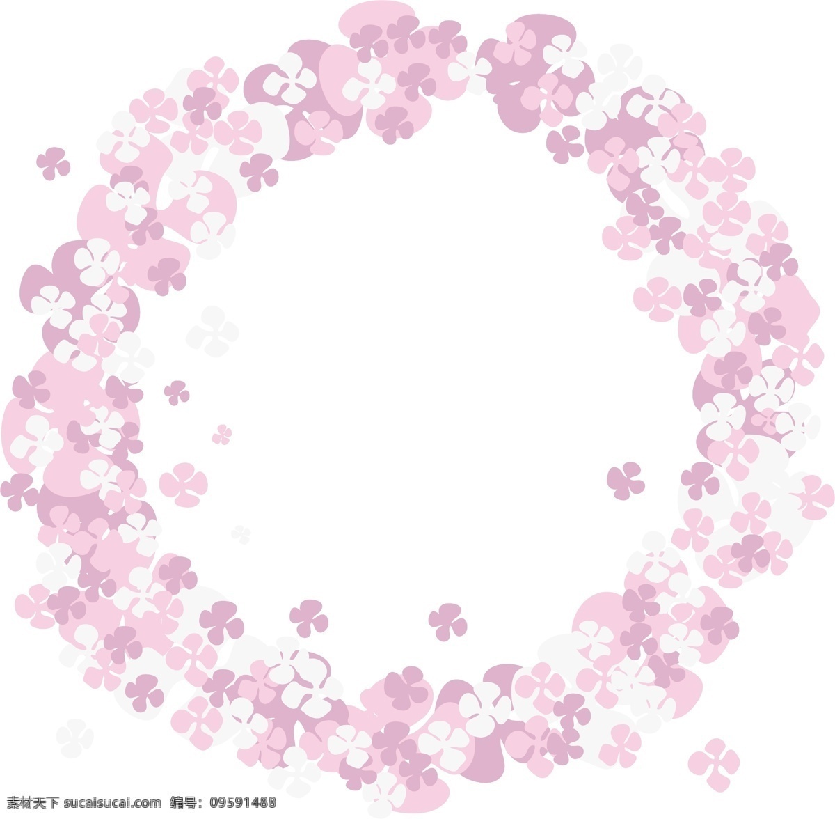 粉色 美丽 花环 插画 粉色的花朵 卡通插画 鲜花插画 花环插画 花朵插画 花瓣插画 粉色的花环