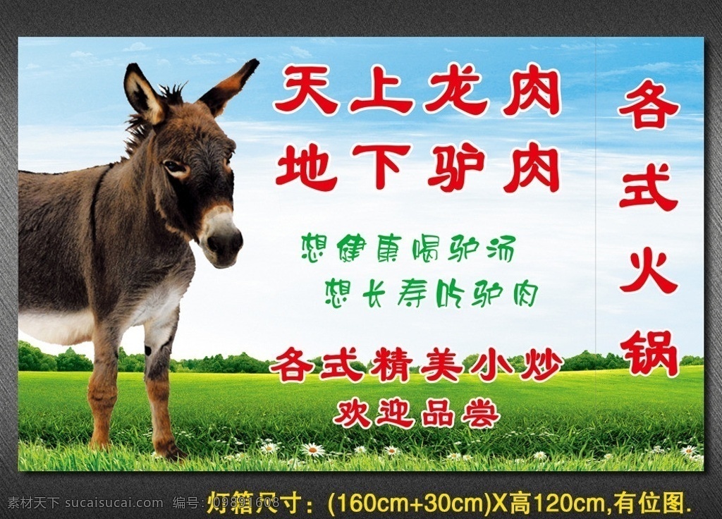 驴肉店 驴肉店灯箱 灯箱 驴肉店广告 驴肉 驴 蓝天 白云 蓝天白云 蓝天草地 草地 草皮 矢量