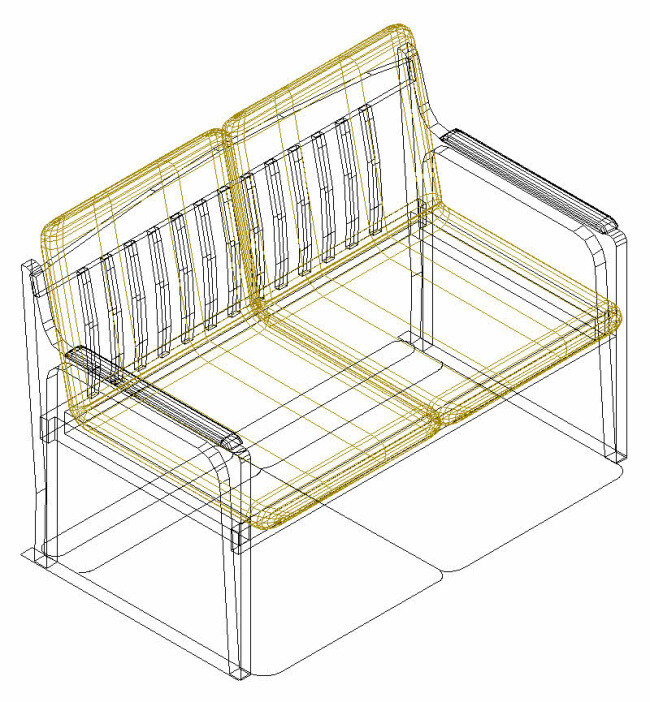 双人 矮 背 座椅 3d cad 模型 三维 室内 装饰 装修 矮背 矢量 cad素材