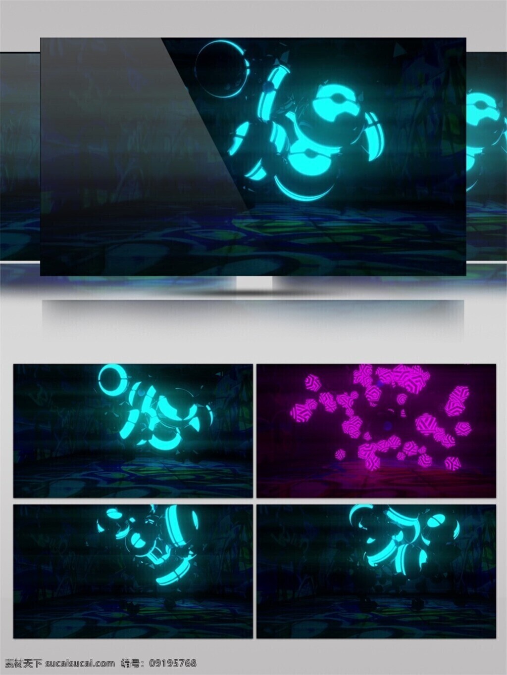 紫色 光束 花蕊 视频 3d视频素材 光芒四射 花朵 蓝色
