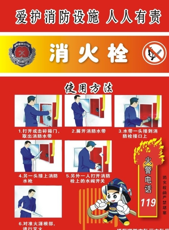消火栓 使用方法 消火栓宣传画 彩页 安全海报 易拉宝 展架 矢量