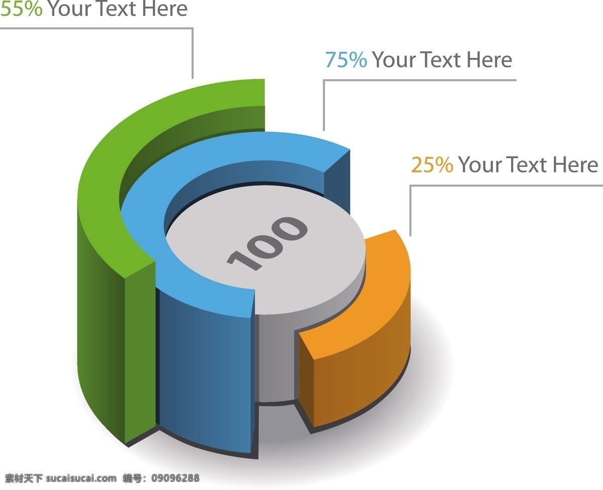 立体 效果 饼 状 数据统计 图 矢量 矢量素材 矢量图 设计素材 创意设计 设计元素 信息图表 统计图表 炫彩 五彩 多彩 白色