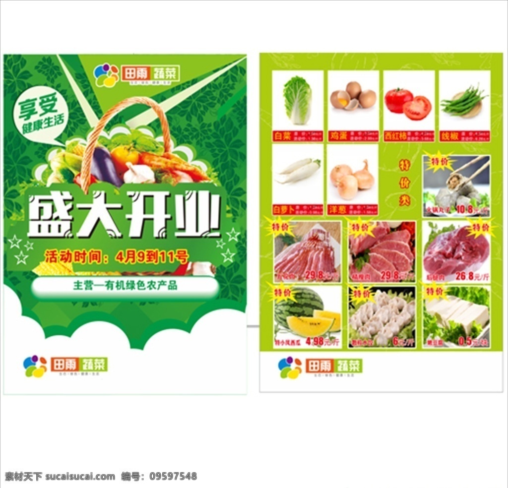 盛大开业传单 绿色传单 蔬菜海报 水果店海报 西红柿