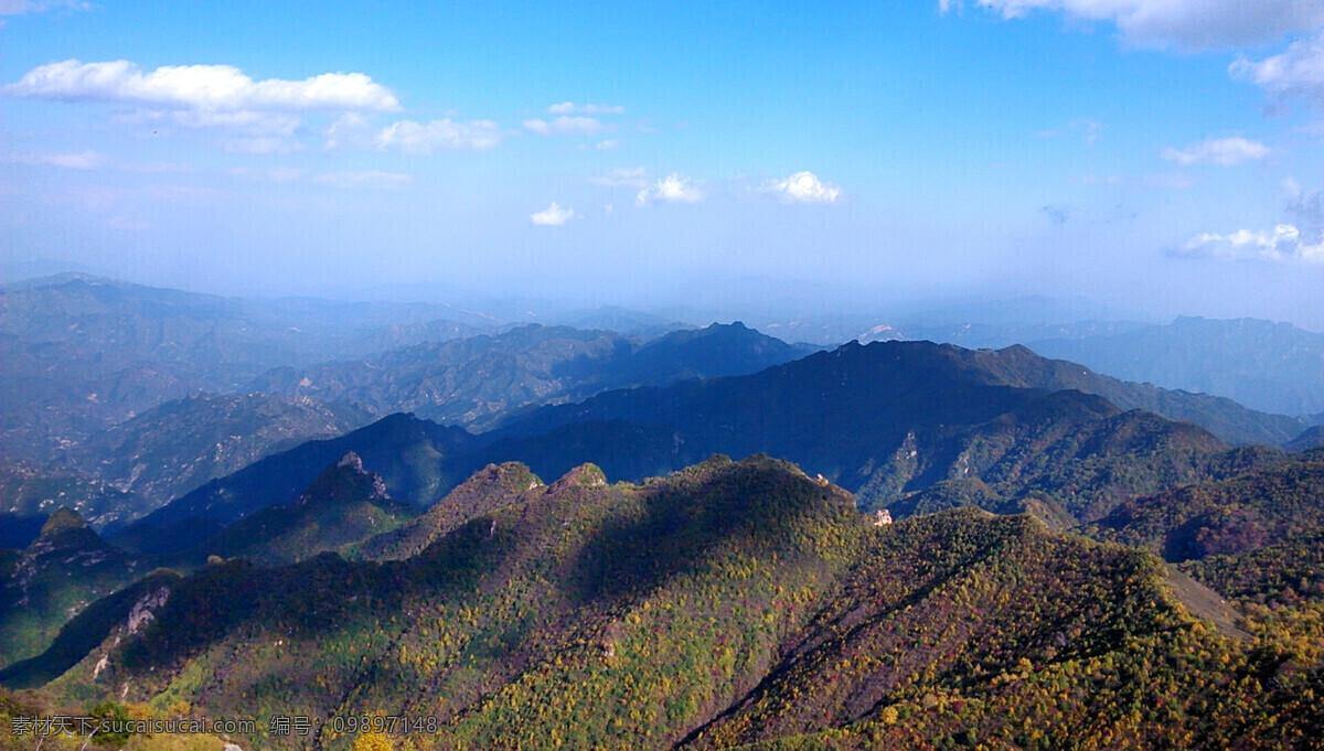 蓝天白云群山 蓝天 白云 群山 五台山 驼梁 自然景观 自然风景