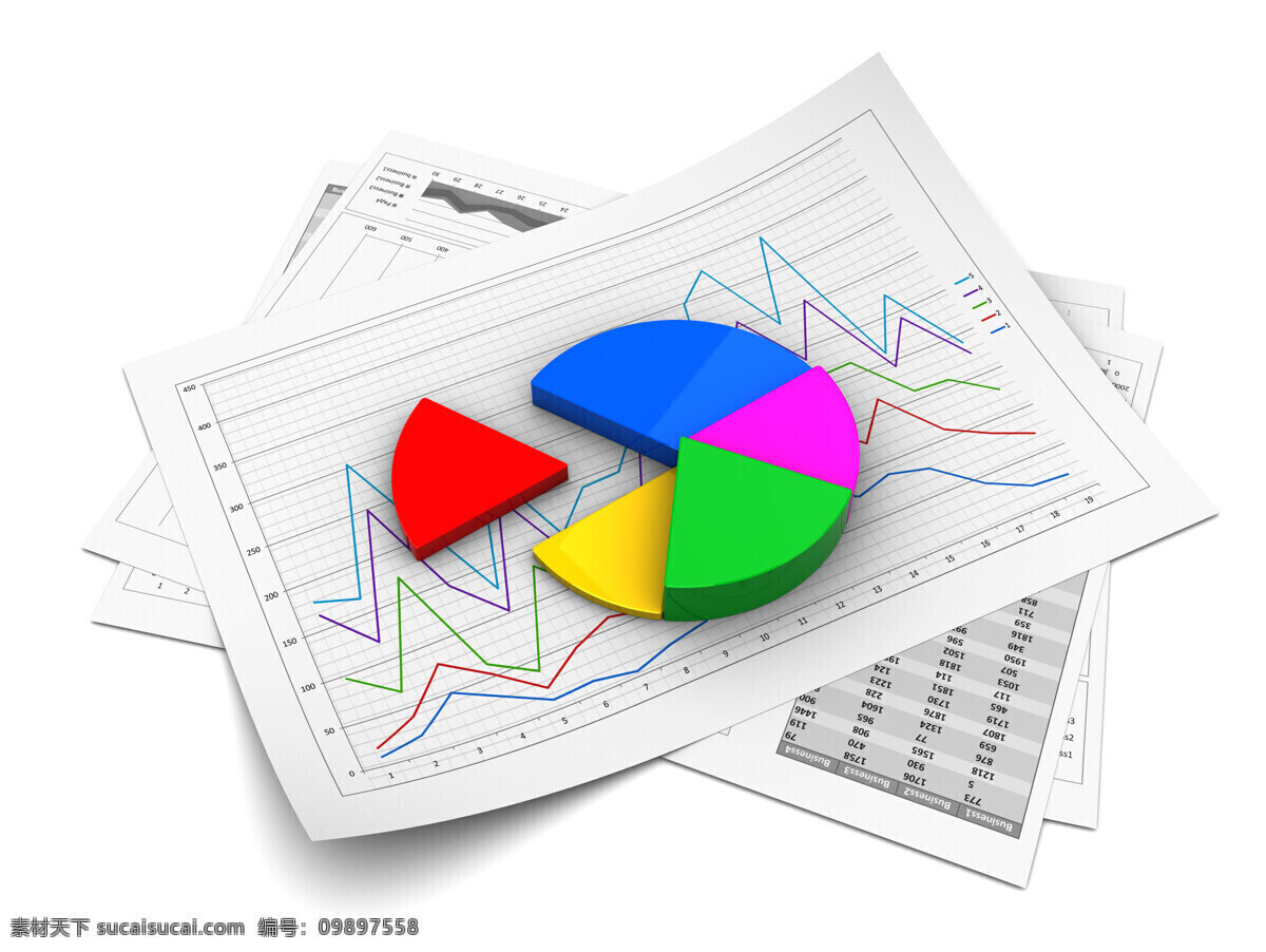 纸 上 饼 形 图 纸张 走势图 饼形图 数据分析 现代商务 商务金融