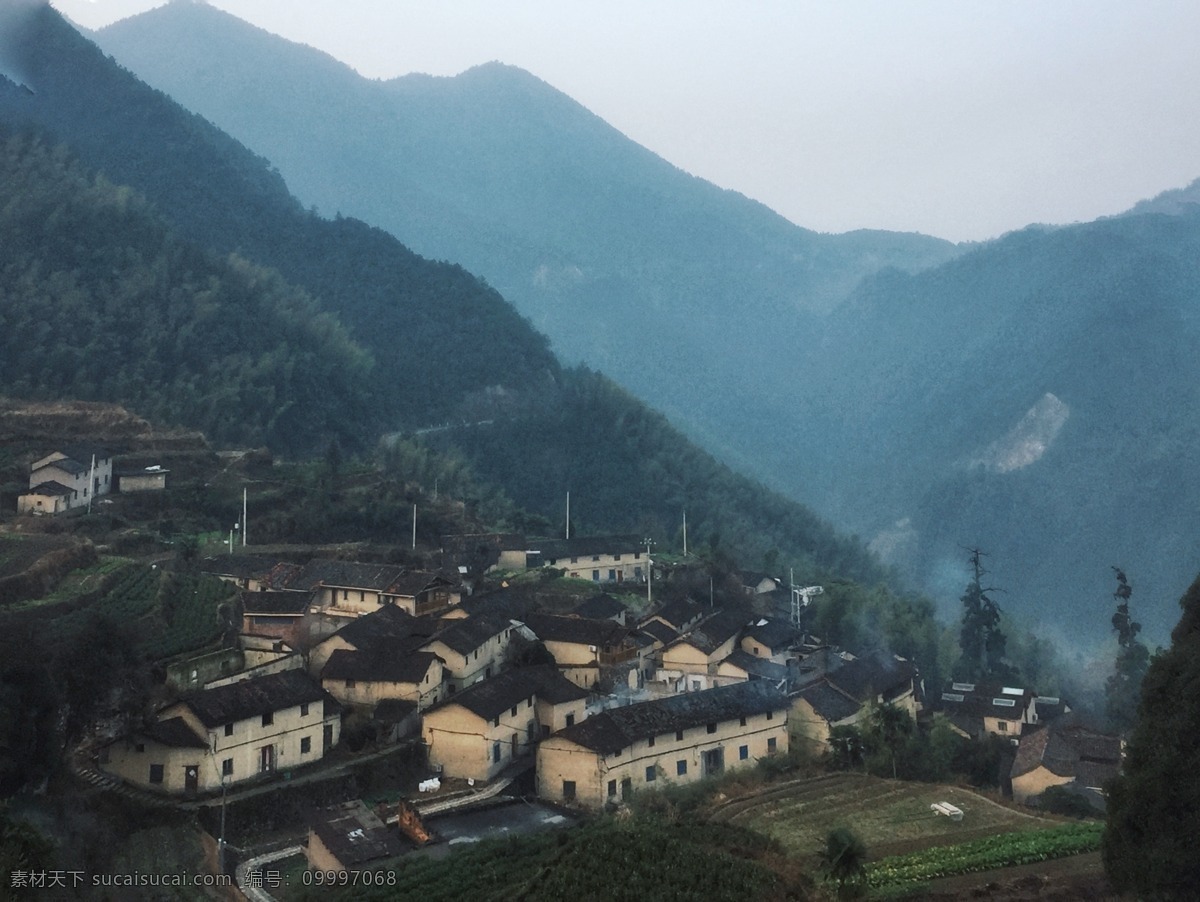 清晨的山村 清晨 山村 农房 早晨 农村 自然景观 田园风光