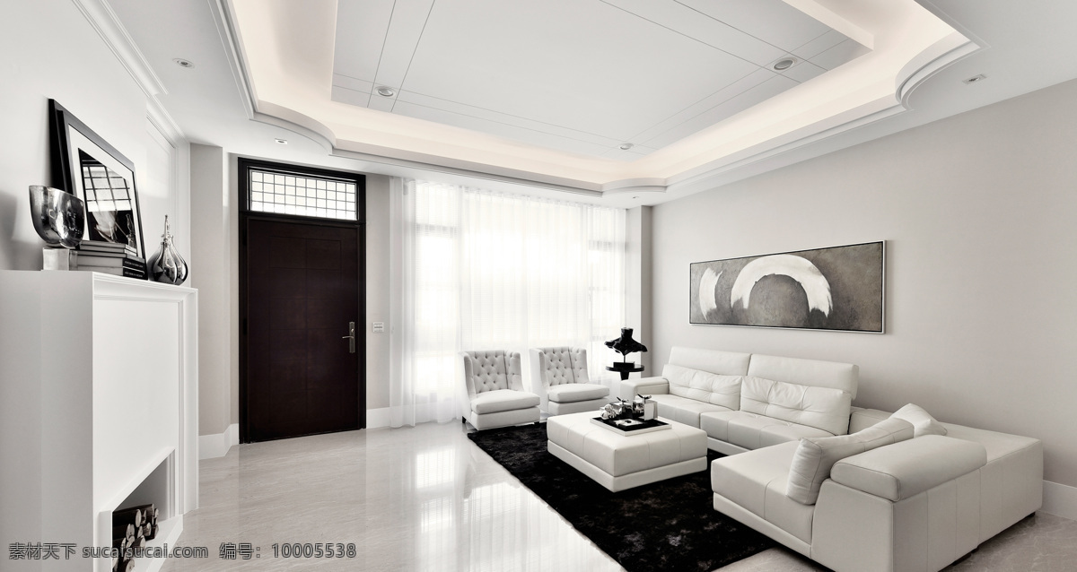 现代 客厅 装修 白色 调 效果图 室内设计 家装效果图 家居 家具 家装 白色调 沙发 地毯 茶几 收纳柜 窗帘