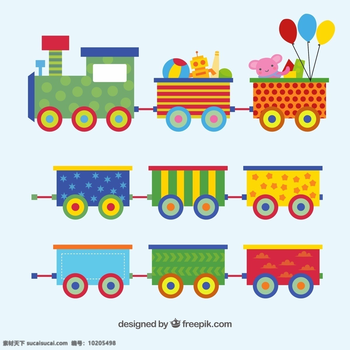 手绘 彩色 玩具 列车 平面设计 彩色玩具列车 平面设计素材