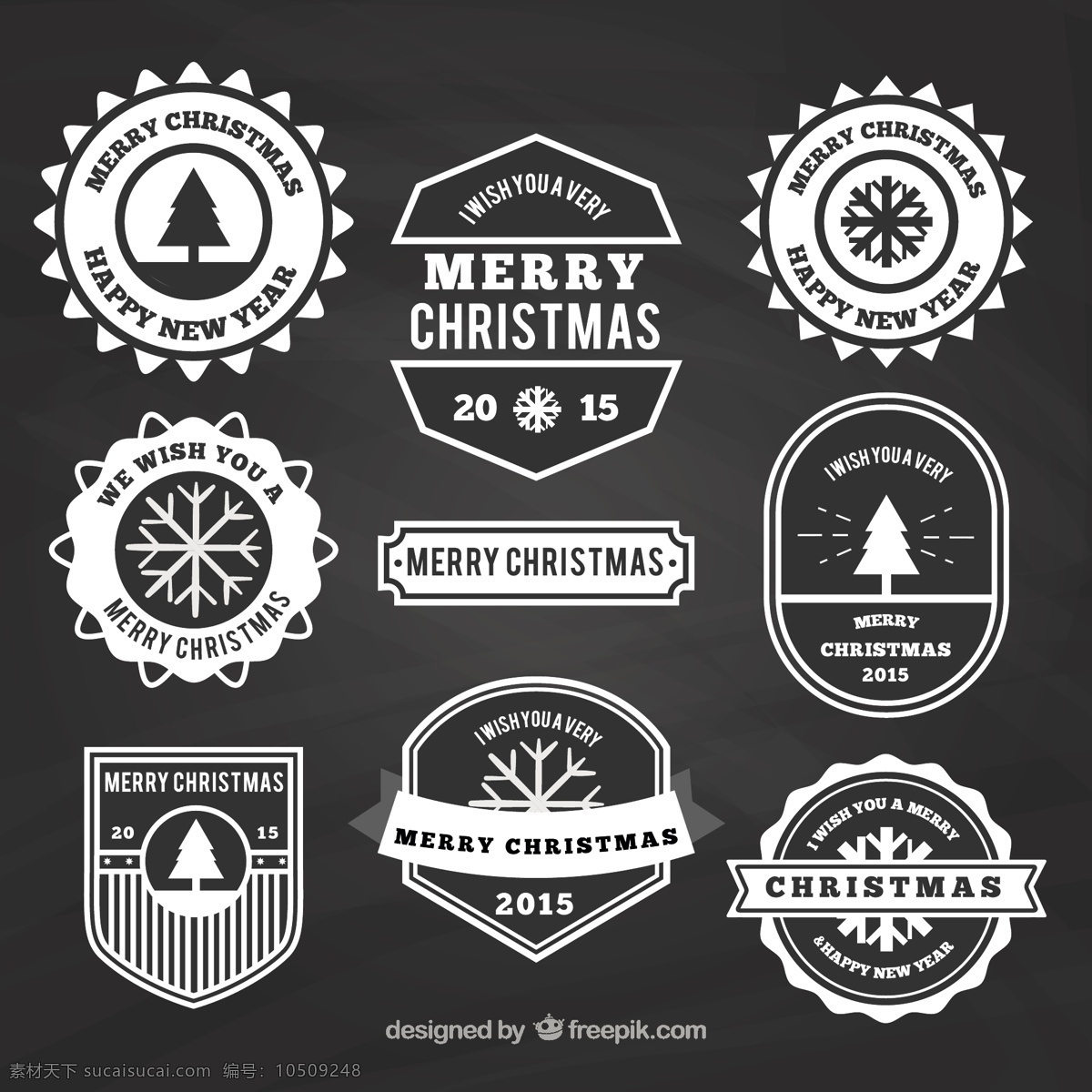 圣诞节 黑板 上 各种 徽章 圣诞快乐 冬天快乐 圣诞 庆祝 节日 节日快乐 季节 快乐 十二月 徽记 品种 灰色