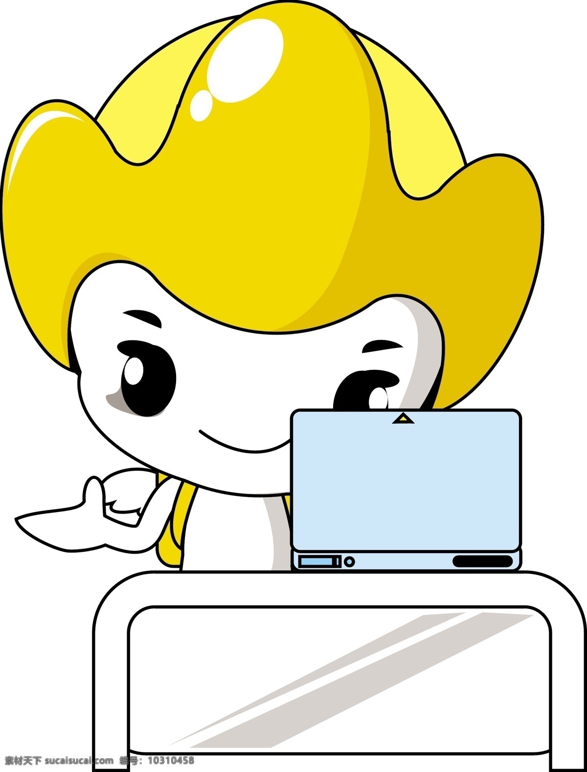 人物 卡通 简 笔画 标志 插画 电脑 动漫动画 动漫人物 简笔画 简笔画人物 可爱 漫画 帽子 商标 人物商标 黄色小人 桌子 动漫