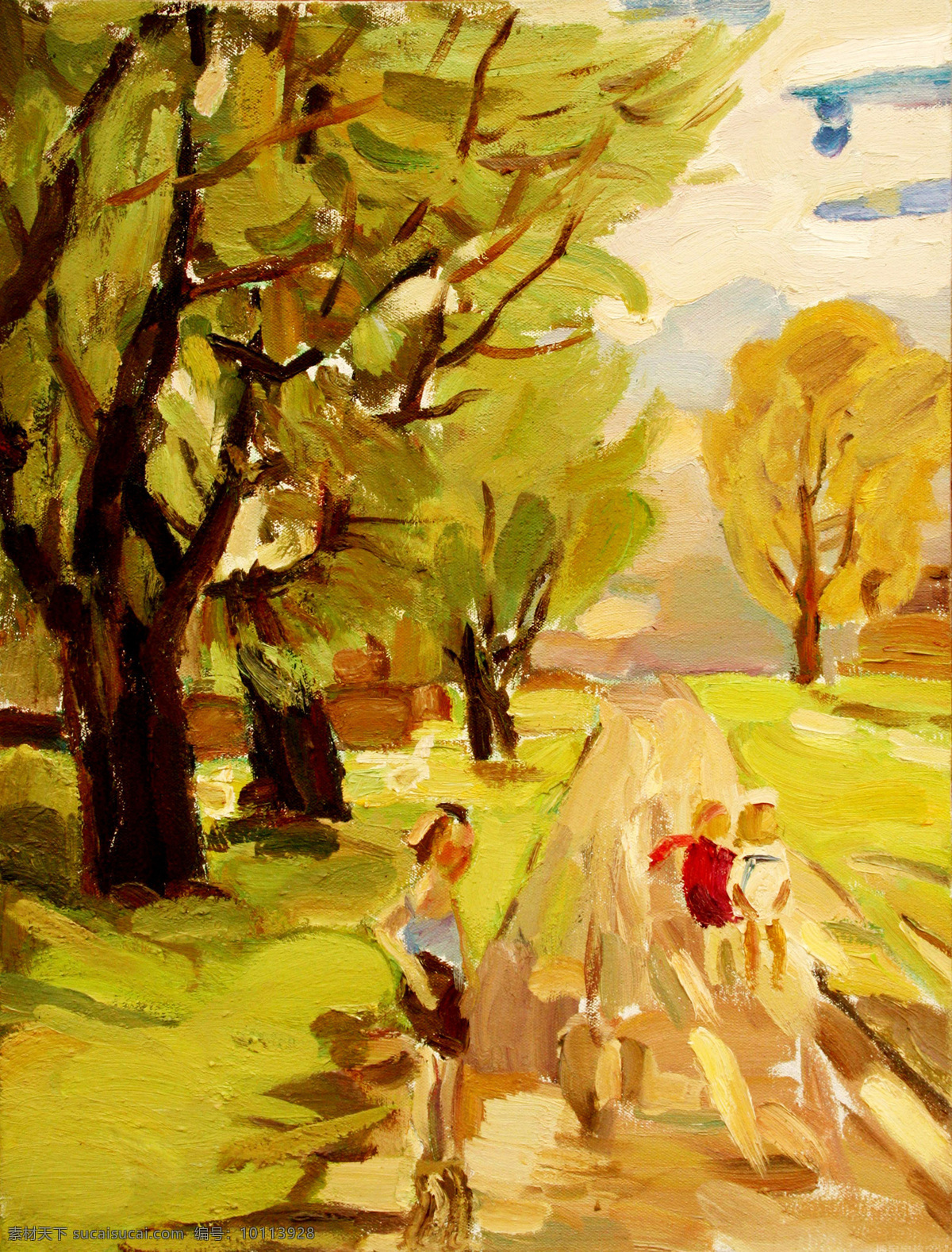 树木 道路 风景 油画 油画风景写生 油画艺术 绘画艺术 风景画 装饰画 书画文字 文化艺术