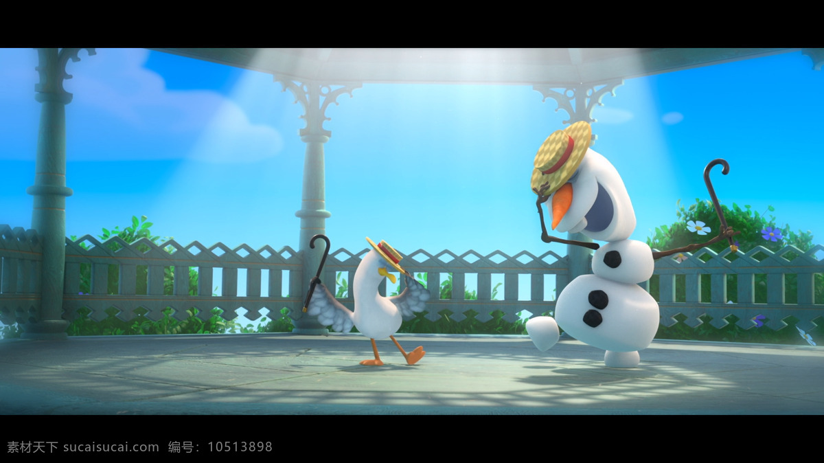 冰雪 奇缘 电影 场景 冰雪奇缘 frozen 雪宝 鸭子 帽子 拐杖 动漫动画 动漫人物