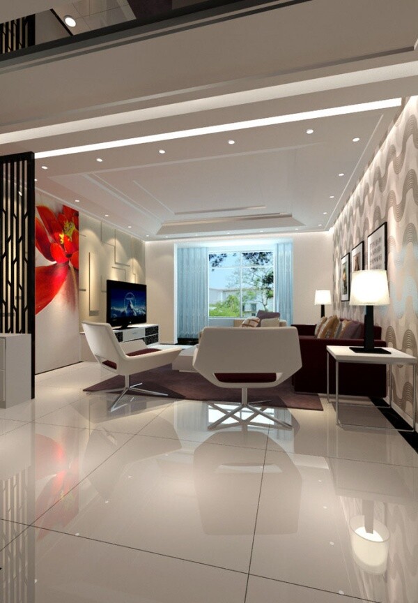 现代 风格 客厅 3d 模型 生活 模式