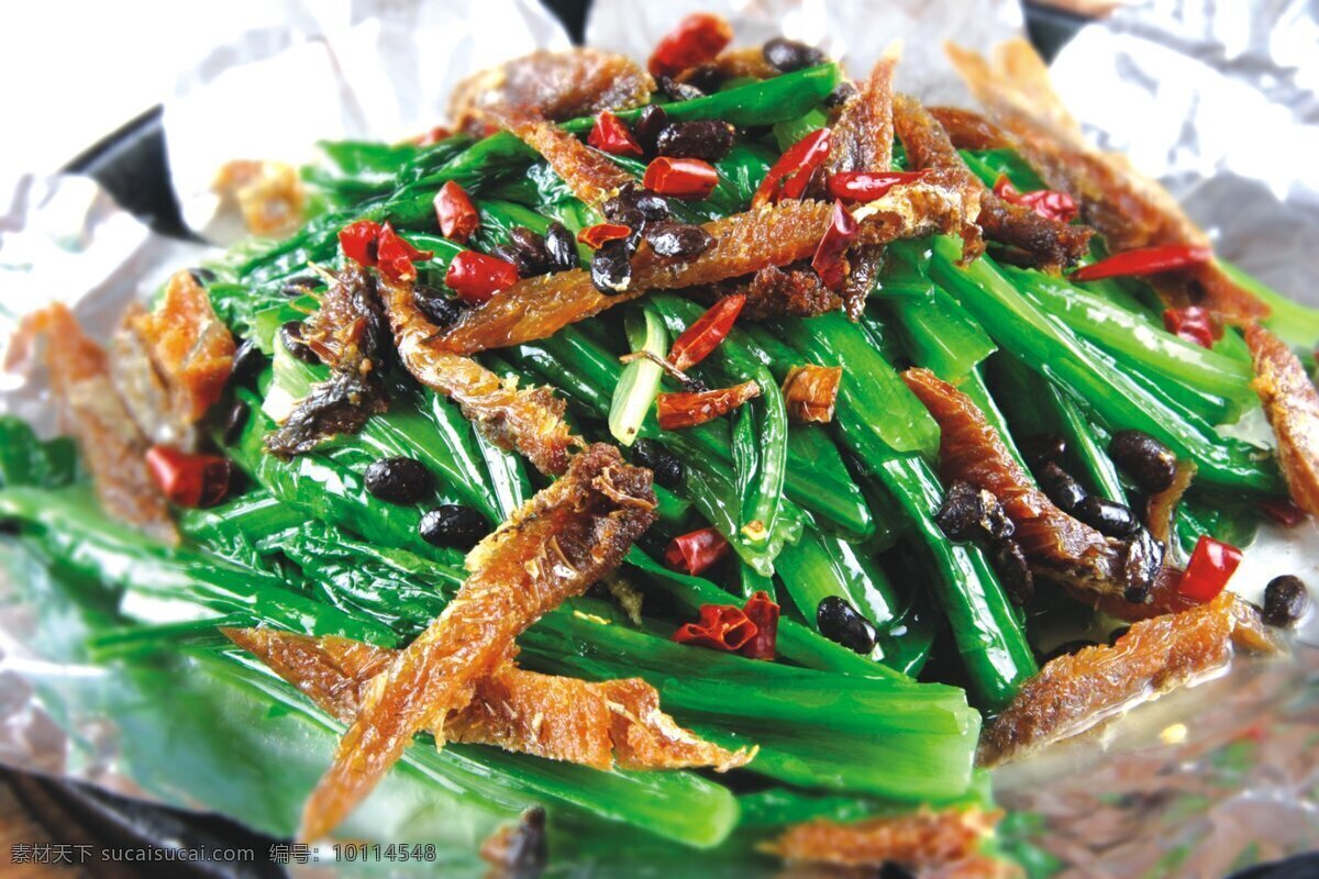 豆豉 鲮鱼 炒 麦 菜 餐饮美食 传统美食 摄影图库