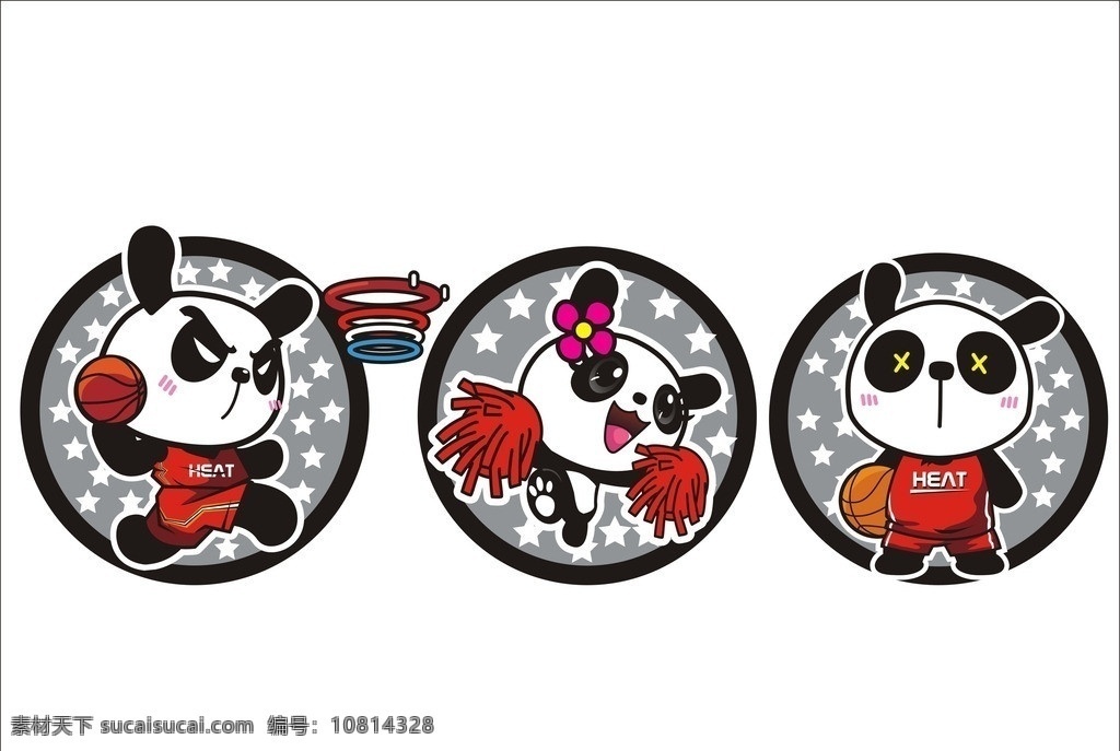 运动熊猫 熊猫 可爱熊猫 时尚熊猫 卡通形象 时尚插画 手绘卡通 熊猫一家 运动会 拉拉队 篮球比赛 卡通图案 卡通设计 矢量