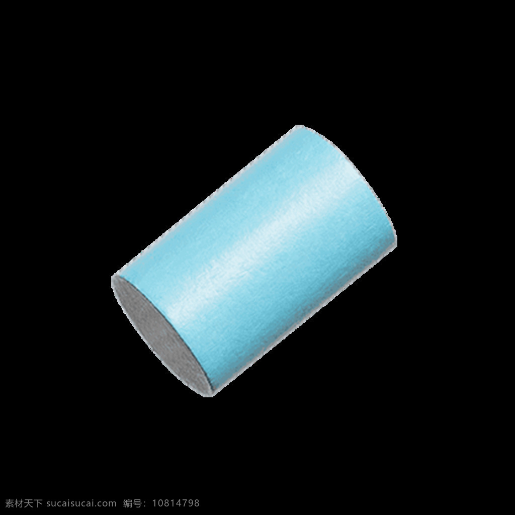 蓝色圆桶元素 手绘 立体 光泽 蓝色 圆桶
