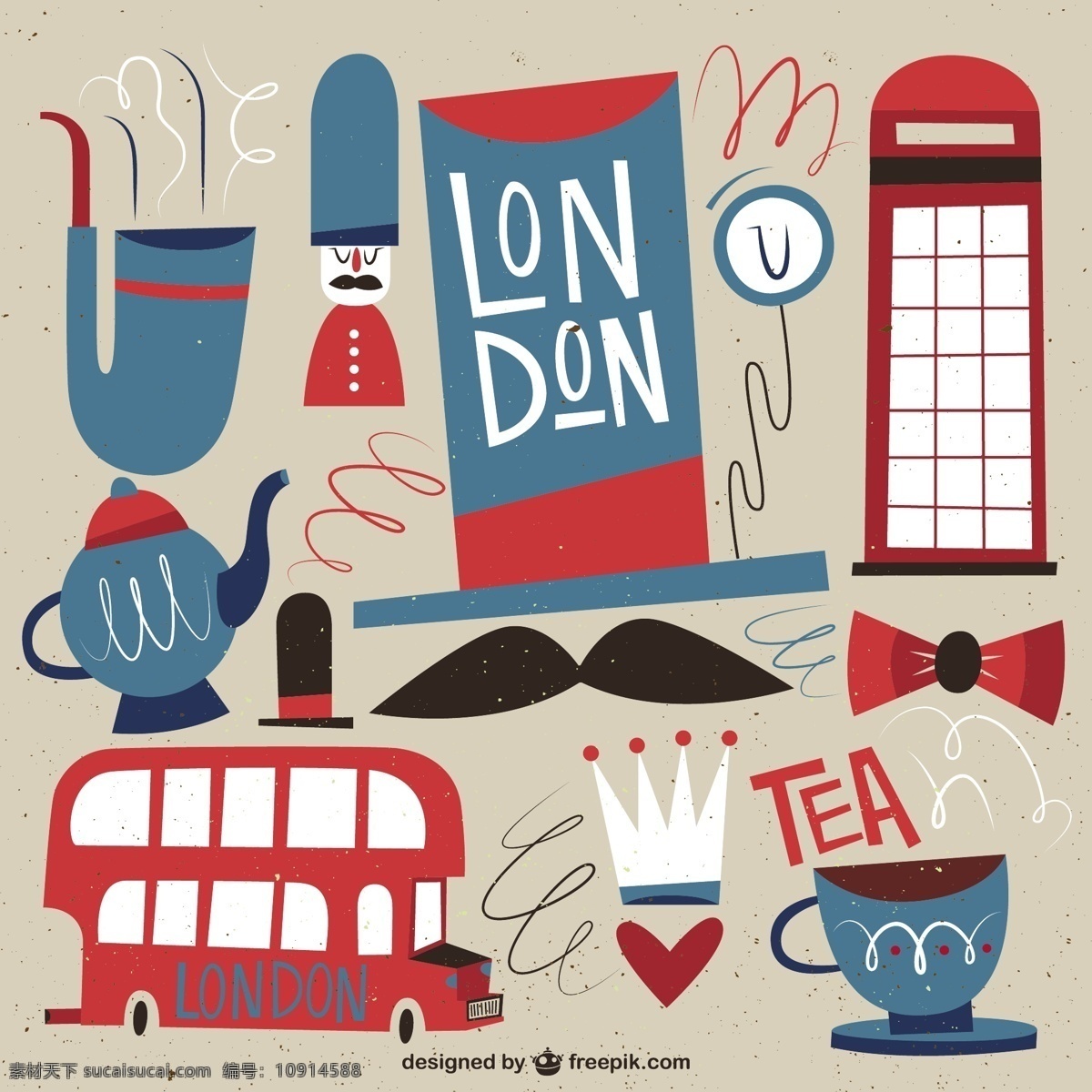 伦敦 文化 阐释 城市 一方面 手机 盒子 手绘 巴士 红 茶 绘图 镇 插图 女王 英国 手工 绘制的 粗略的 白色