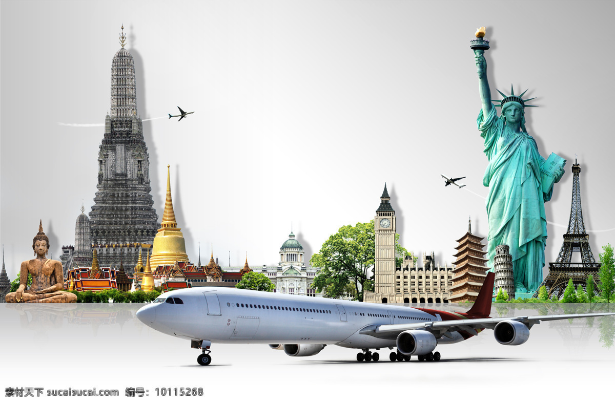 世界旅游景点 泰国旅游 泰国风景名胜 泰国景点 美丽风景 泰国旅游景点 自由女神像 飞机 埃菲尔铁塔 伦敦 名胜古迹 自然景观 白色