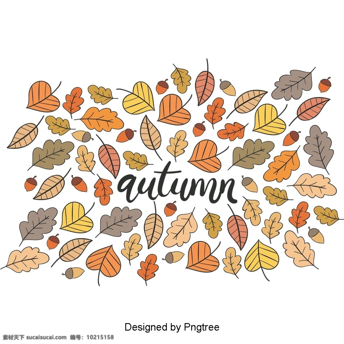 卡通 简单 手绘 秋叶 图案 简约 季节 秋天 树叶 植物 自然 装饰设计