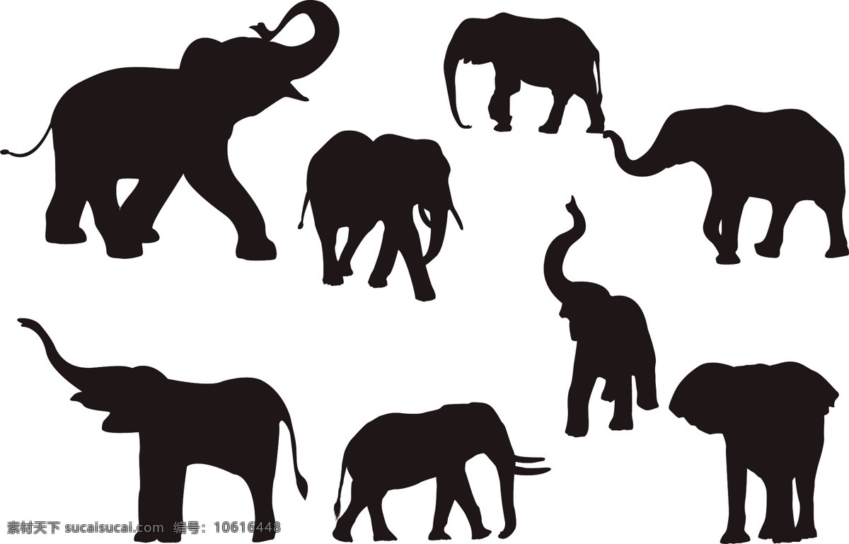 大象 大象剪影 象 大象矢量图形 动物矢量 剪影 大象造型 大象各种姿态 陆生动物 动物 哺乳动物 动物剪影 野生动物 生物世界 矢量