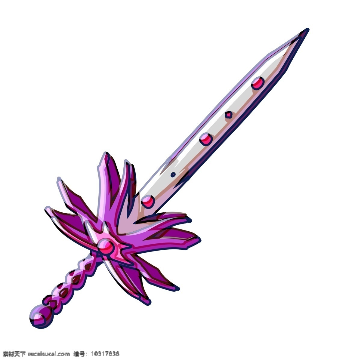 立体 宝剑 装饰 插画 立体宝剑 紫色的宝剑 漂亮的宝剑 创意宝剑 卡通宝剑 宝剑装饰