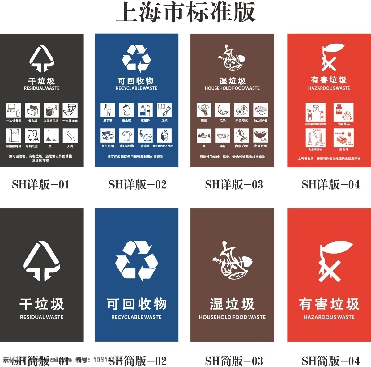 垃圾分类 垃圾分类桶贴 桶贴上海版 上海版 垃圾分类标贴