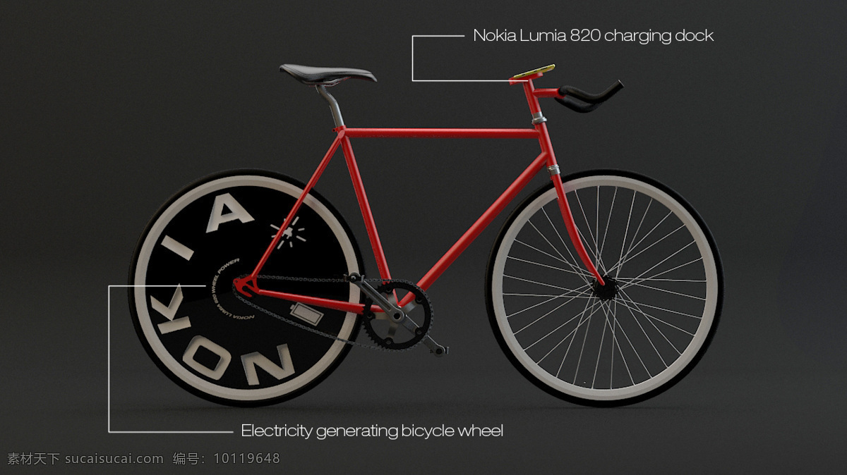 诺基亚 lumia 发电 自行车 车轮 nokialumia igs 黑色