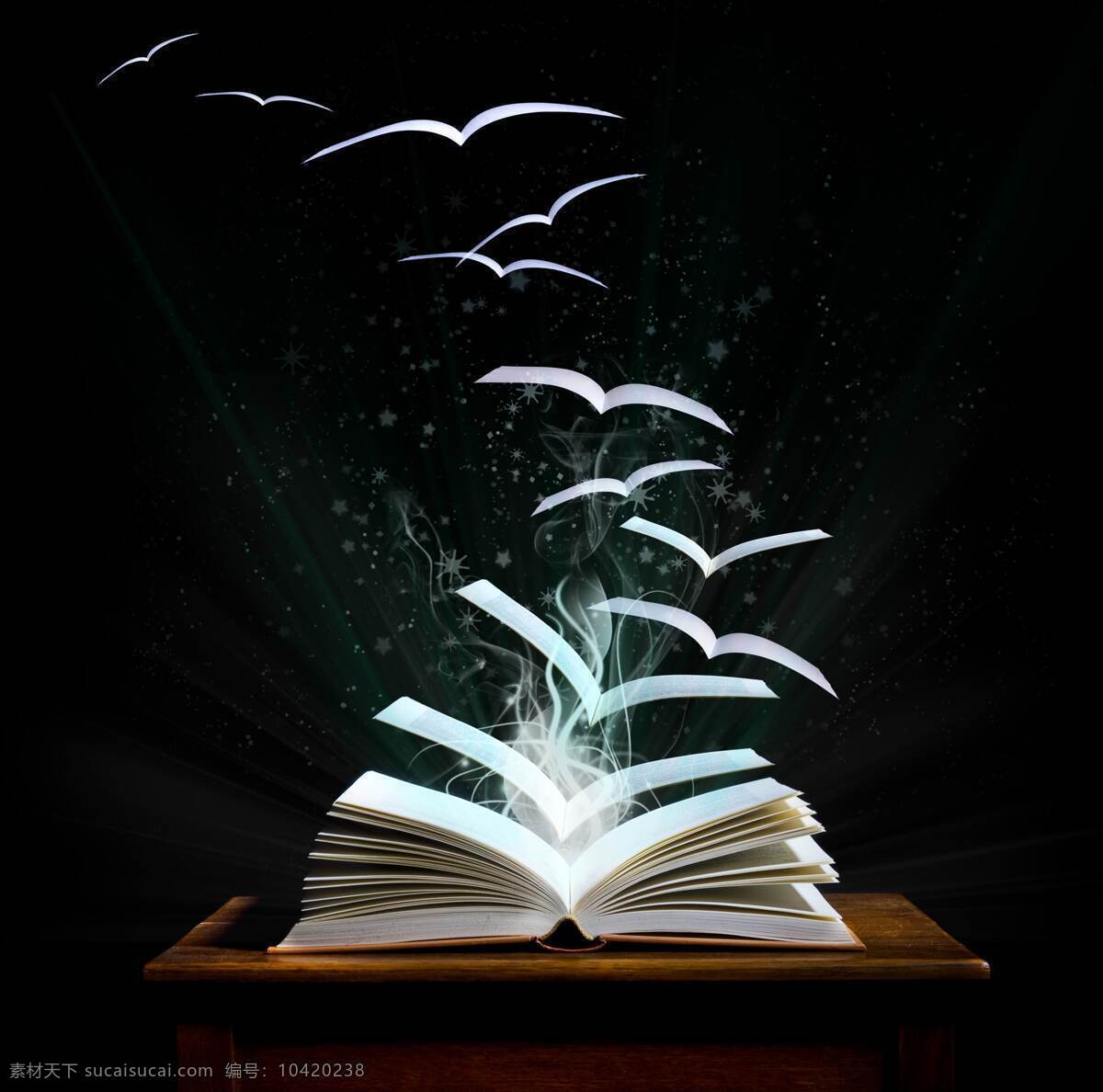 书 变成 翅膀 飞起 梦幻 桌子 书飞起来 文化艺术