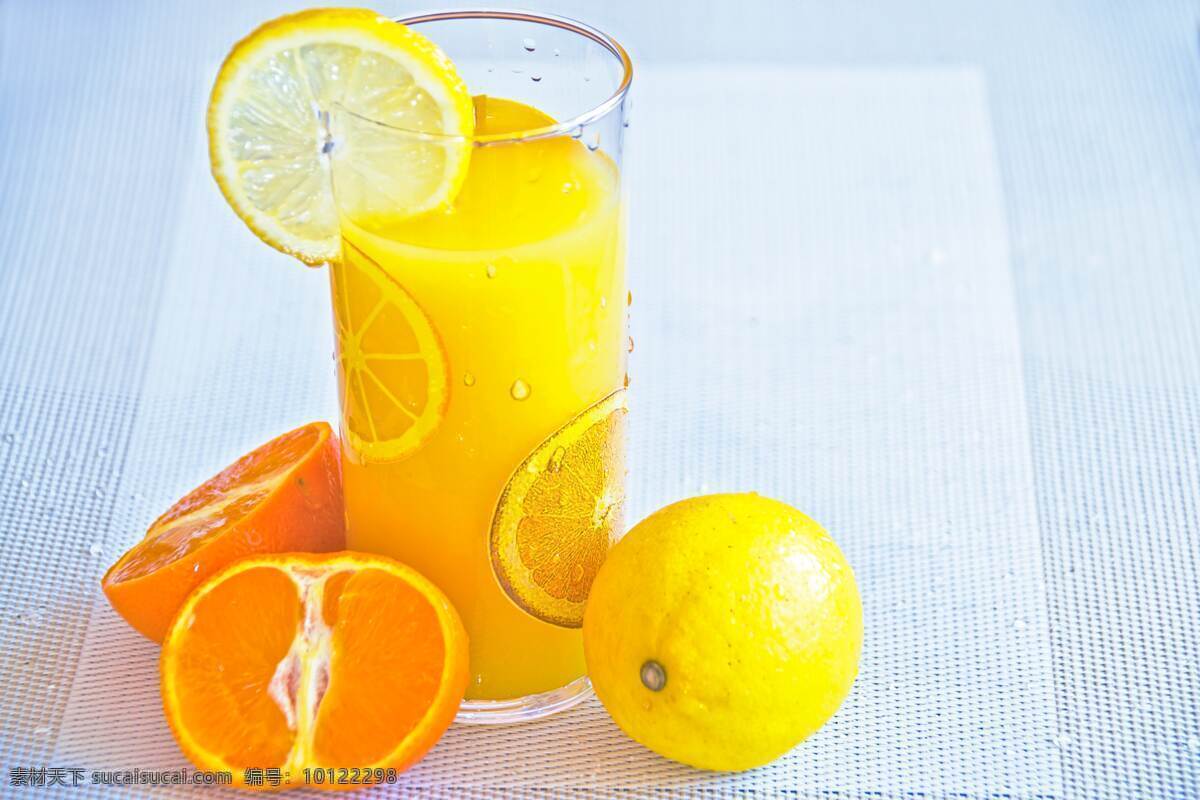饮料 橙汁 鲜榨 好喝 水果 玻璃杯 柠檬汁 橘子汁 茶 生活百科 生活素材