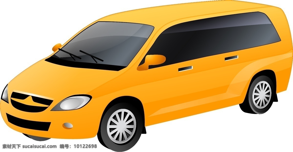 矢量 崭新 黄色 商务车 汽车 透明元素 ai元素 免抠元素
