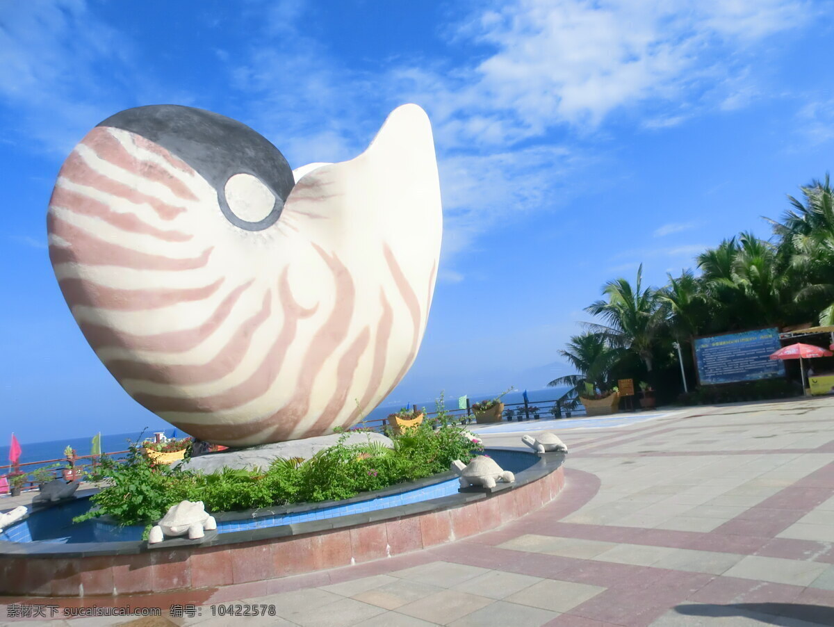 碧海蓝天 大海 雕塑 海螺 海滩 号角 建筑园林 空气清新 美丽海湾 西岛 旅游景点 三亚 海南岛