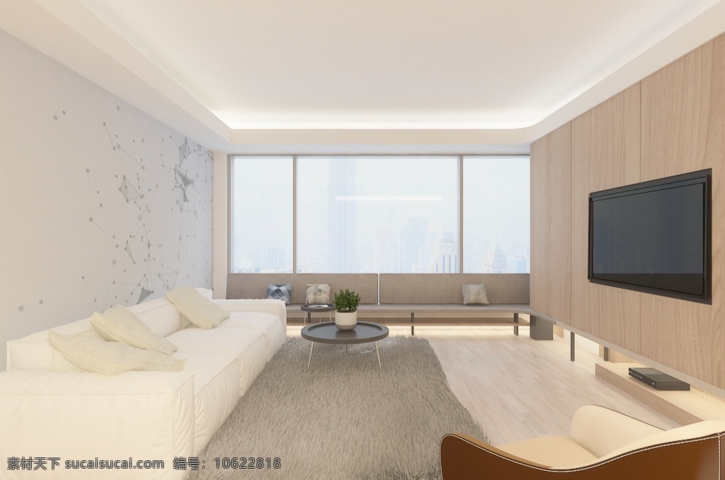 现代 极 简 客厅 室内设计 效果图 未来 温馨 极简 科技风