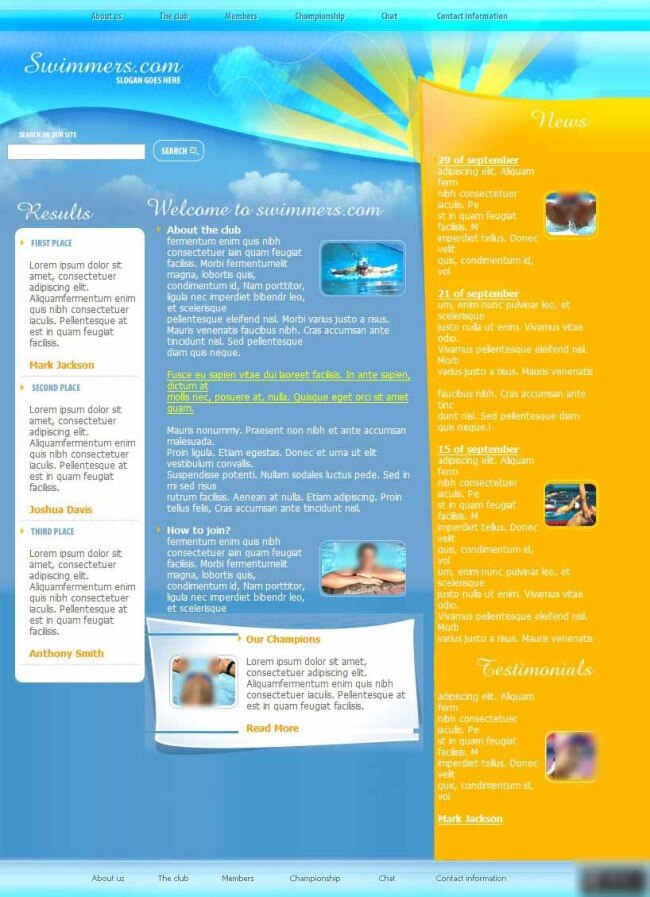 飞溅 激 水 游泳 运动 网页模板 欧美风格 激水 运动网页模板 网页素材