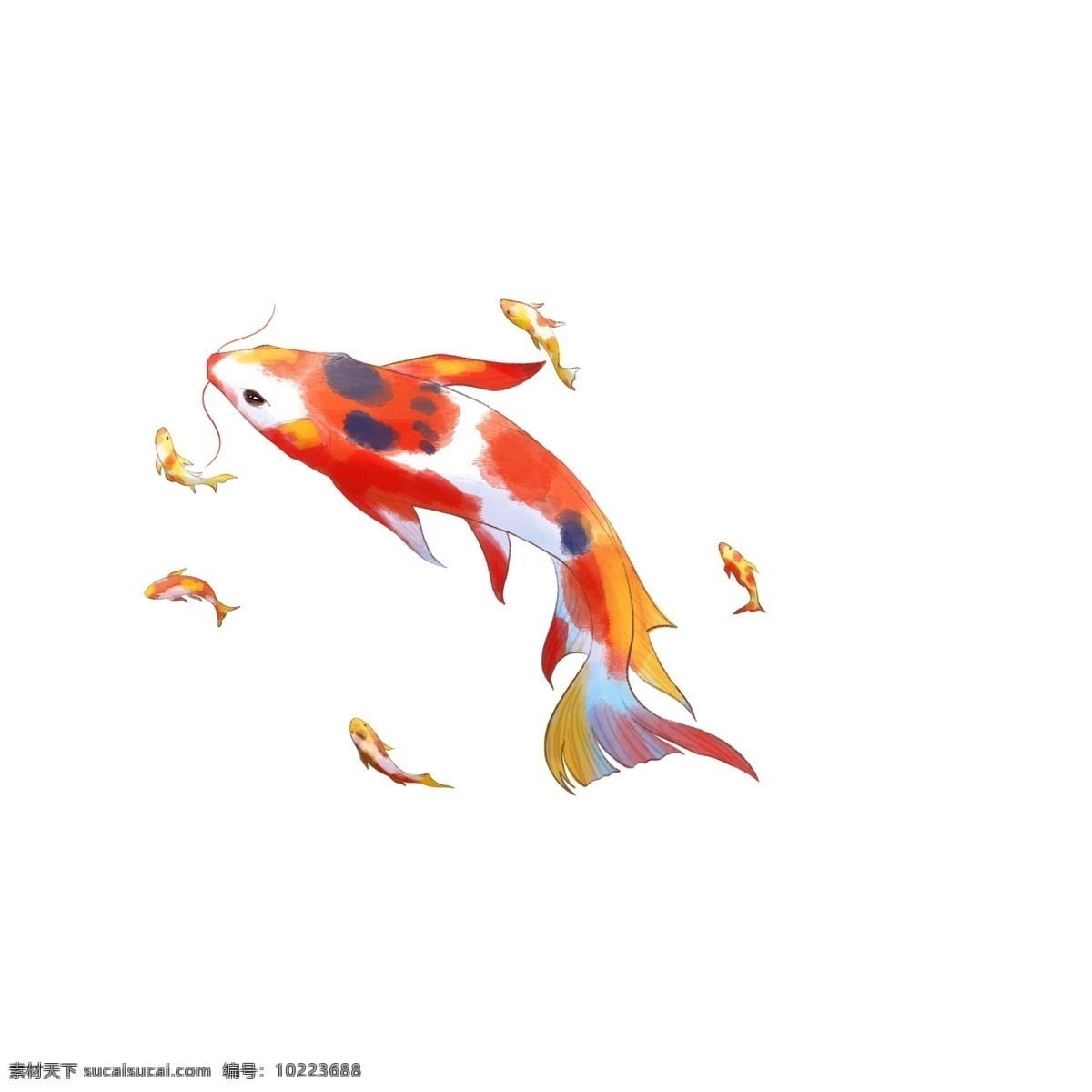 手绘 红 鲤鱼 元素 红鲤鱼 元素设计 装饰图案 彩色元素 卡通元素 可爱元素