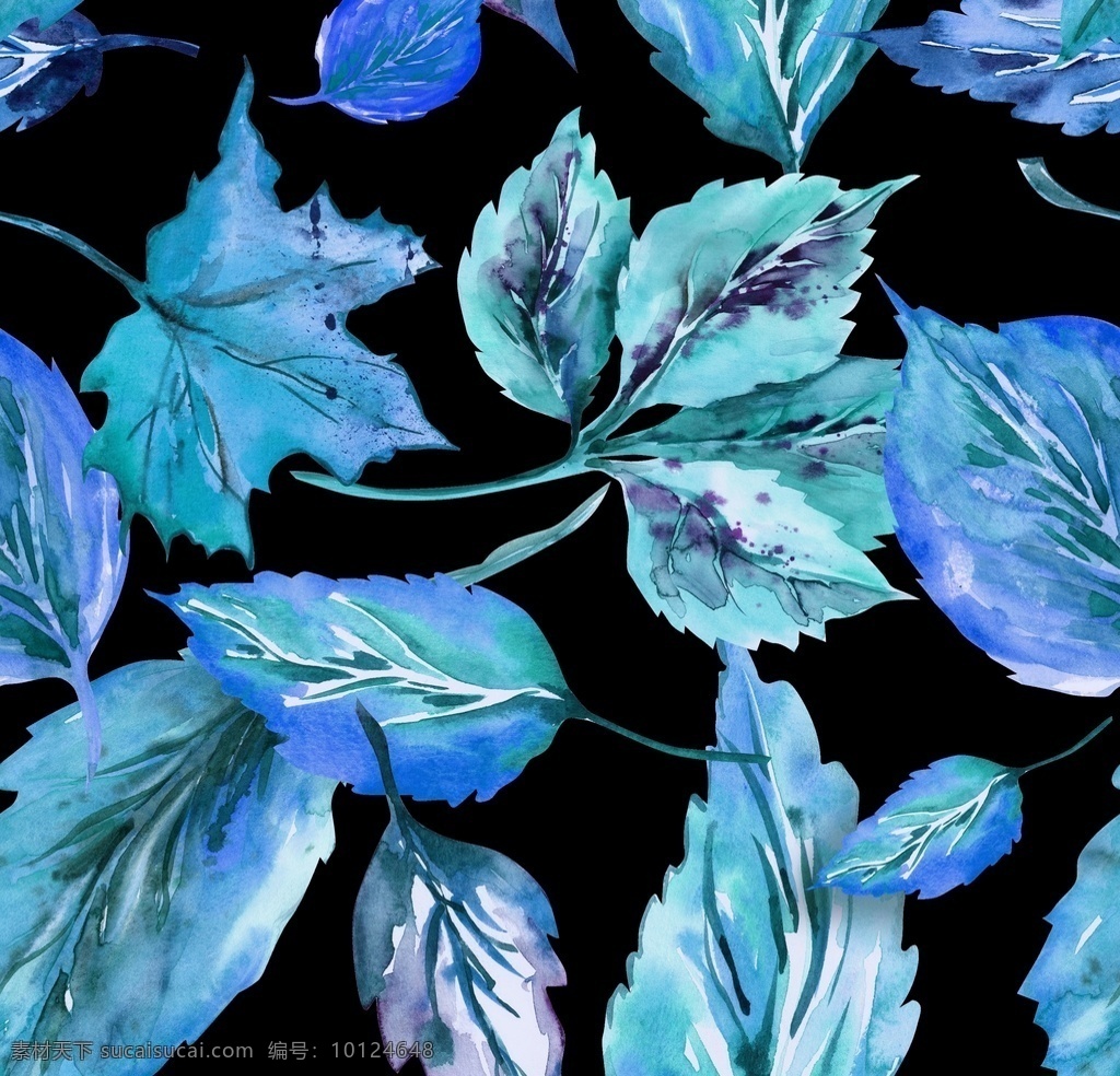 树叶图片 数码印花 植物 叶子 服装印花 乱花 手绘花