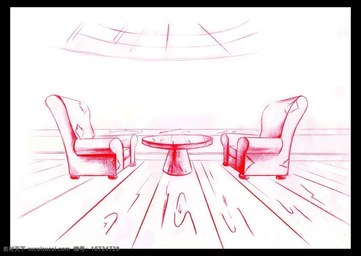 动画场景作品 一点透视 手绘线稿 线稿 单色 沙发 餐厅 咖啡厅 动画场景 场景设计 动漫动画 设计图库 300