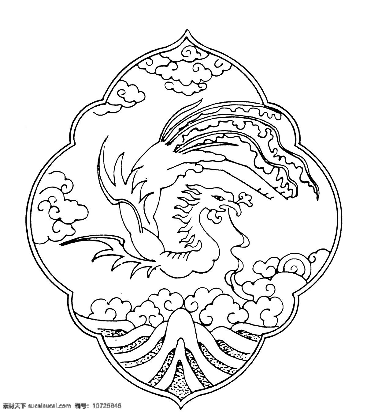龙凤图案 清代图案 中国 传统 图案 设计素材 龙凤图纹 装饰图案 书画美术 白色