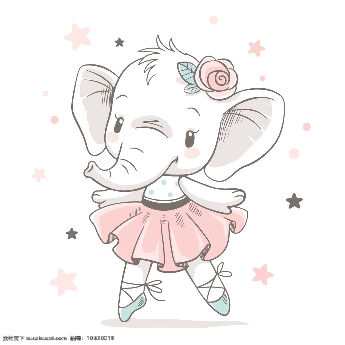 卡通手绘大象 大象 手绘 婴儿素材 淡彩 清新 卡通动物 可爱 小象 卡通设计