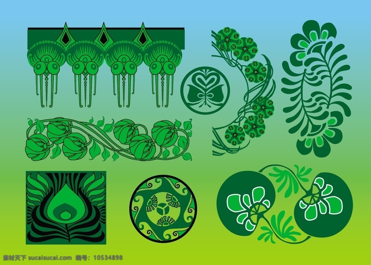 新艺 术 媒介 自由 向量 艺术 花纹 植物艺术纹理 植物图案 矢量图