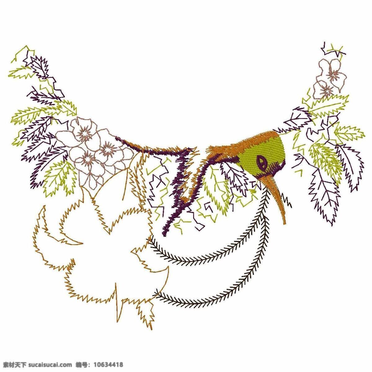 绣花免费下载 服装图案 花纹 鸟 绣花 面料图库 服装设计 图案花型