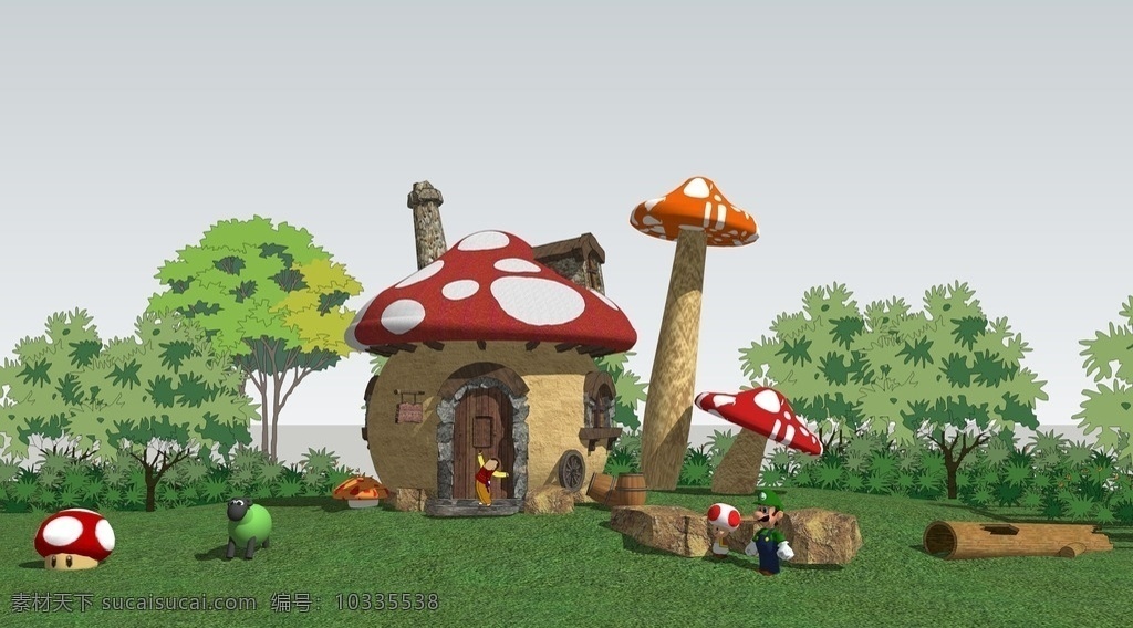 蘑菇屋 超级马里奥 超级玛丽 蘑菇模型 采蘑菇 生态营地 蔬果营地 烧烤营地 野营地 蔬果游乐园 蔬果乐园 儿童乐园 农业庄园 景观设计 草图大师 su模型 草图大师模型 sketchup 模型 环境设计 skp